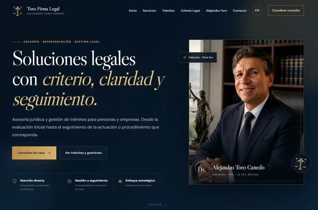 Toro Firma Legal — desktop